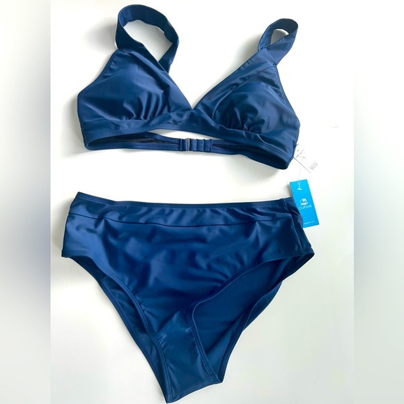 Cupshe Swim Cupshe Blue Highwaisted Bikini Poshmark